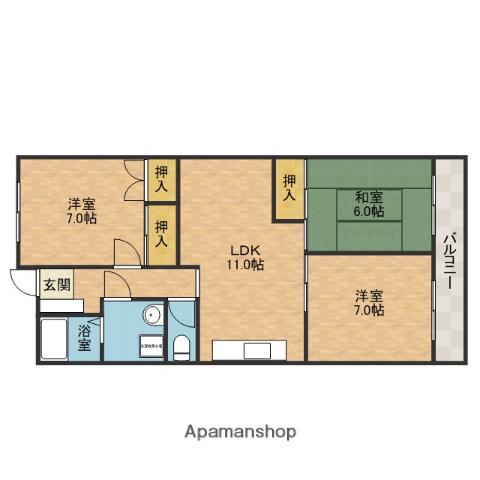 パステル新堂(3LDK/3階)の間取り写真
