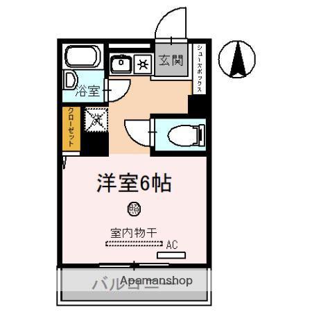 シャロームⅡ(1K/3階)の間取り写真