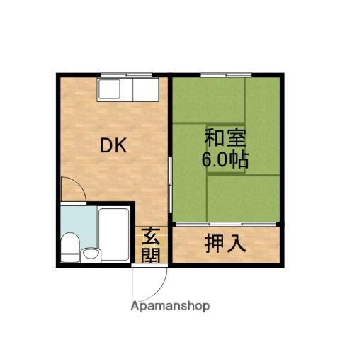 暁荘(1DK/1階)の間取り写真