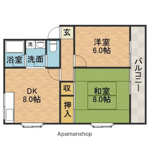 郡山ハイツ(2DK/1階)の間取り写真