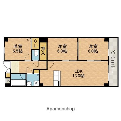 フェルザ南茨木(3LDK/1階)の間取り写真