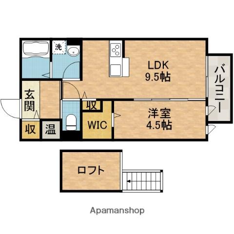 ジョイフルキューブ(1LDK/1階)の間取り写真