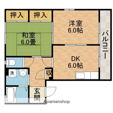 メゾン南春日丘(2DK/1階)の間取り写真
