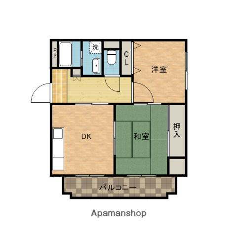 エスポワール新中条(2DK/1階)の間取り写真