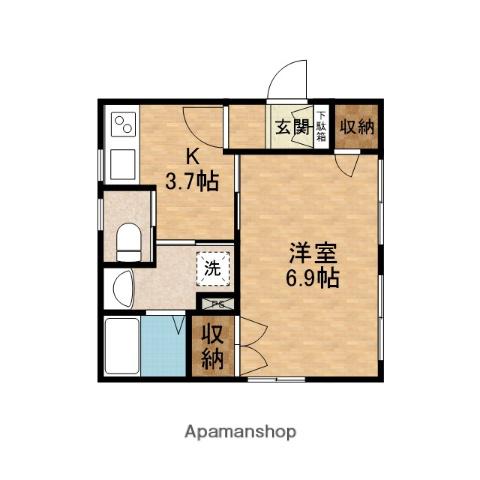 リヴェールコートⅠ(1K/1階)の間取り写真