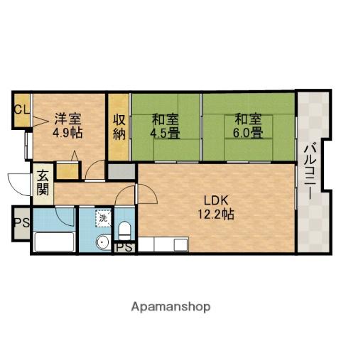 ボンメゾンフタバ(3LDK/7階)の間取り写真