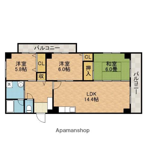 ボー・ドミール南茨木(3LDK/3階)の間取り写真