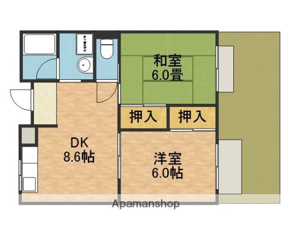 レジデンス吉川(2DK/1階)の間取り写真