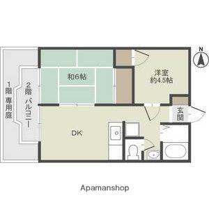 シャロームB(2DK/2階)の間取り写真