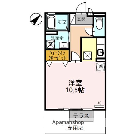 パークサイドヒロツグB棟(1K/1階)の間取り写真