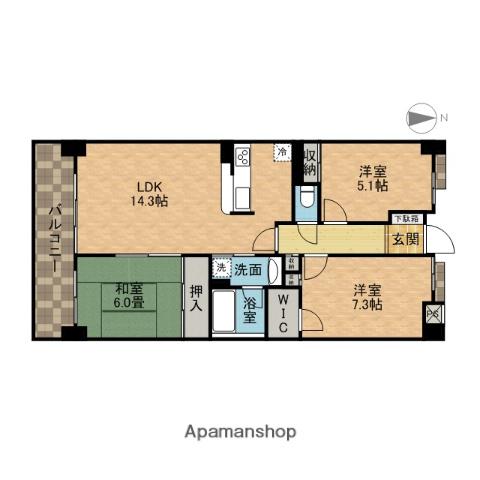 コスモ茨木上穂積(3LDK/1階)の間取り写真