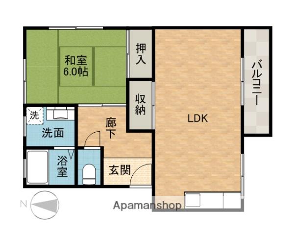 ハイツTADA(1LDK/2階)の間取り写真