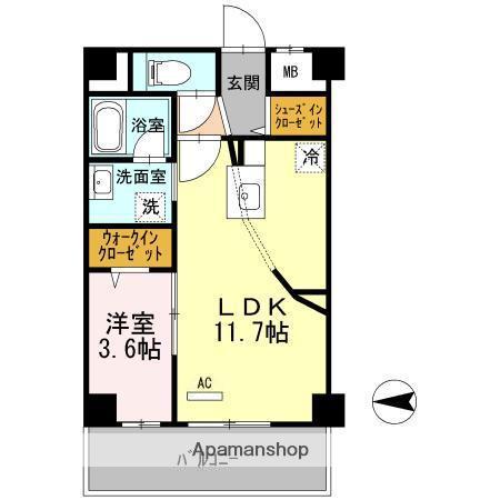 アクトタレイア茨木駅前(1LDK/5階)の間取り写真