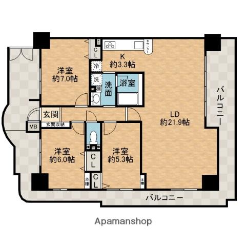 デュアル南茨木(3LDK/12階)の間取り写真