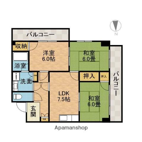 若園ハイツ(3DK/3階)の間取り写真