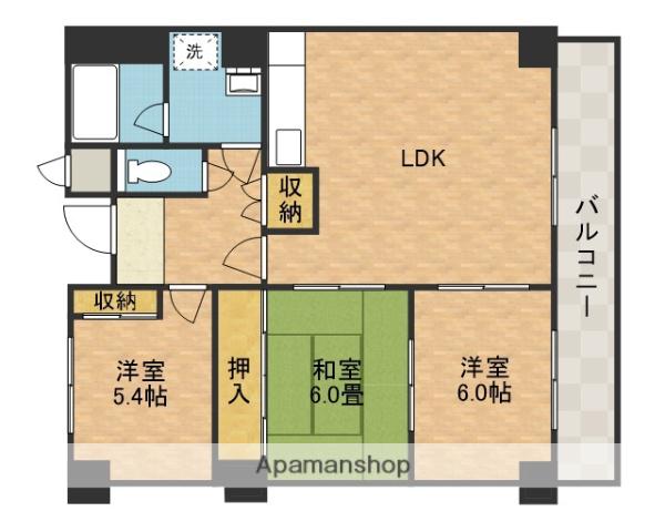 ファミール若園(3LDK/3階)の間取り写真