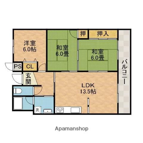 フロレセール茨木(3LDK/6階)の間取り写真