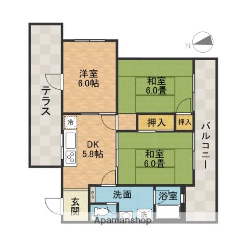 宮西ハイツ(3DK/3階)の間取り写真