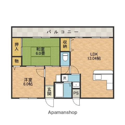 フィールドヴィレッジ2A棟(2LDK/2階)の間取り写真