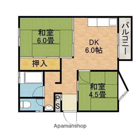 いかはなハイツB棟(2DK/1階)の間取り写真