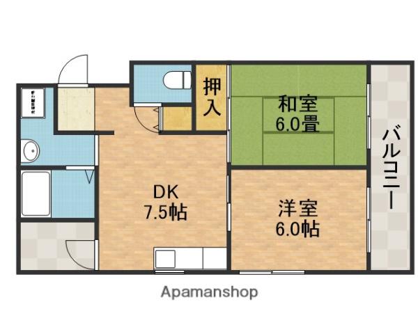 麻田レインボーハイツ(2DK/4階)の間取り写真