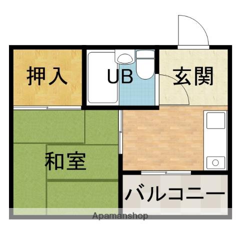 郡山薩摩マンション(1K/2階)の間取り写真