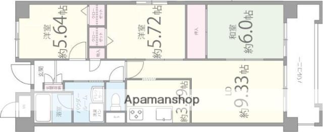 大阪モノレール本線 南摂津駅 徒歩24分 6階建 築24年(3LDK/1階)の間取り写真