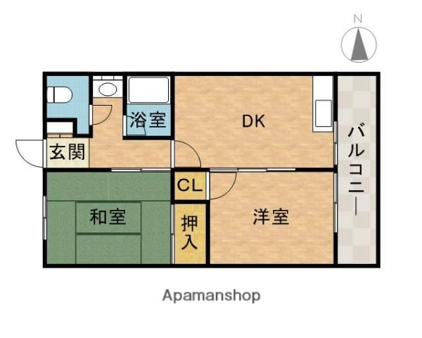 アンフィニィ・沢良宜(2DK/4階)の間取り写真