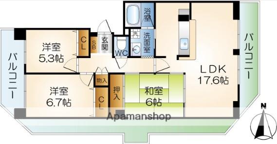 マウントビュー西田中(3LDK/8階)の間取り写真