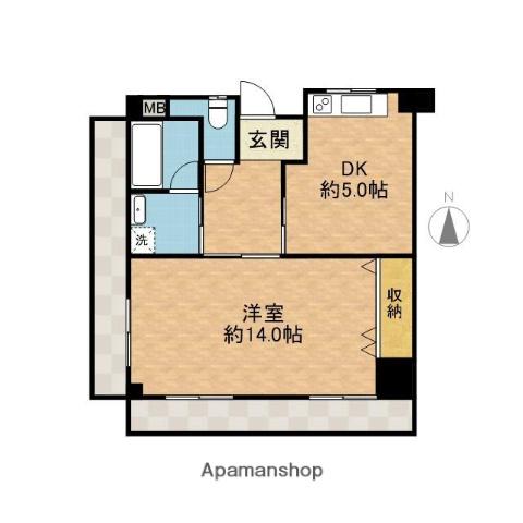 吉岡ビル(1DK/4階)の間取り写真