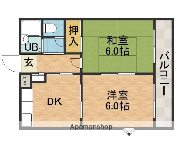 BLUMEつかさ(2DK/2階)の間取り写真