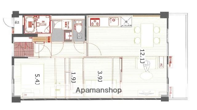 バーンフリート総持寺(2LDK/3階)の間取り写真