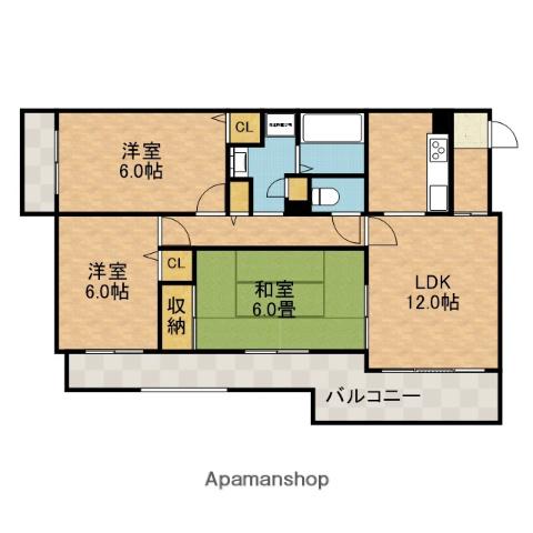 アニモ華(3LDK/4階)の間取り写真