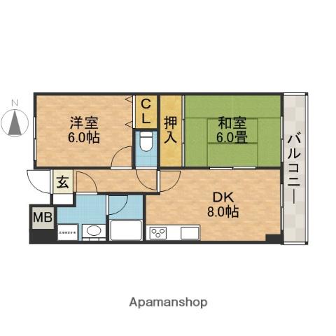 フォーロハーモネート(2DK/3階)の間取り写真