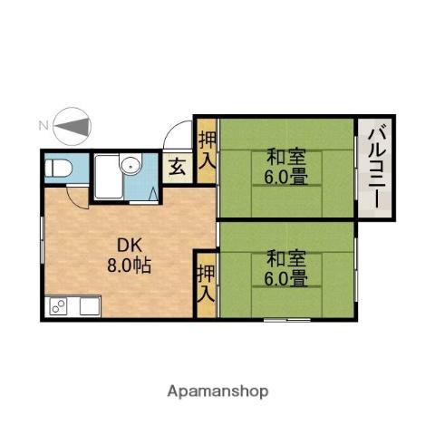 光荘(2DK/2階)の間取り写真