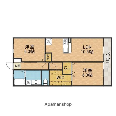 ローズタウン3(2LDK/2階)の間取り写真