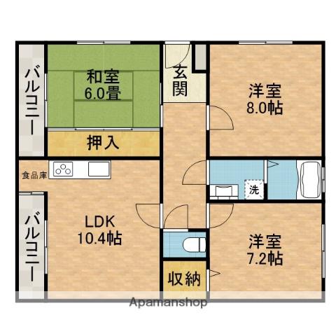千里月見ヶ丘ハイツG棟(3LDK/2階)の間取り写真
