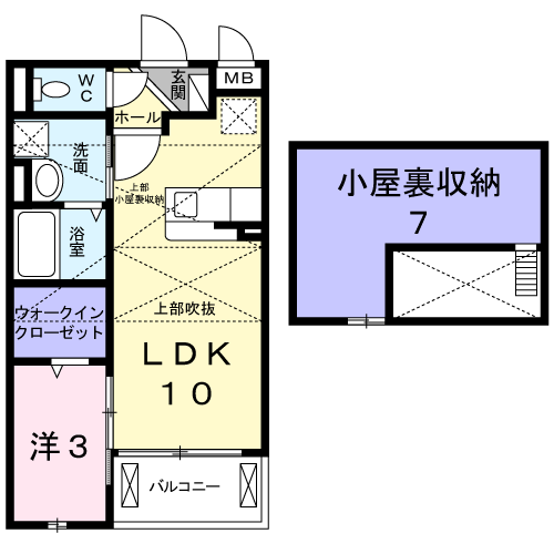 アンソレイエ N(1LDK/2階)の間取り写真