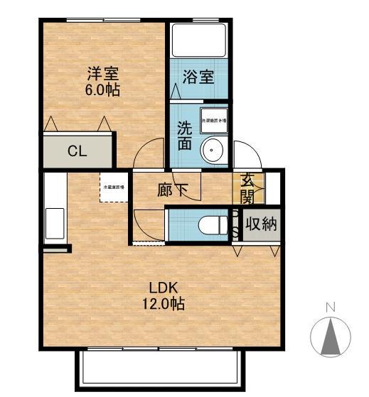 グランディール(1LDK/2階)の間取り写真