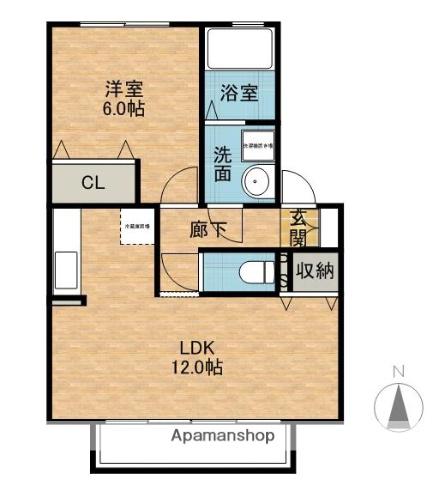 グランディール(1LDK/1階)の間取り写真