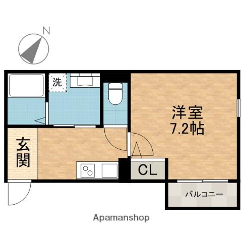 ロイヤルワン中穂茨木(1K/1階)の間取り写真