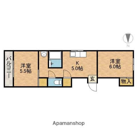 上穂ハイツ(2DK/2階)の間取り写真