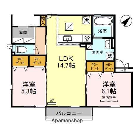 アレグリーア(2LDK/1階)の間取り写真