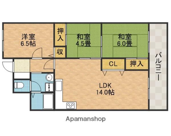 白川高層5号棟(3LDK/9階)の間取り写真