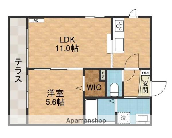 クレスト並木(1LDK/1階)の間取り写真