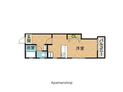 プリムラ夏越(ワンルーム/1階)の間取り写真