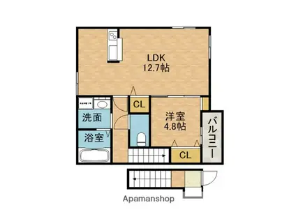 ルシアマルセ(1LDK/2階)の間取り写真