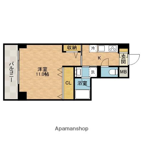 フルリール上田辺(1K/6階)の間取り写真