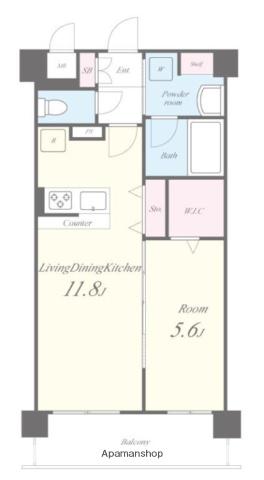 WISTERIA(1LDK/2階)の間取り写真