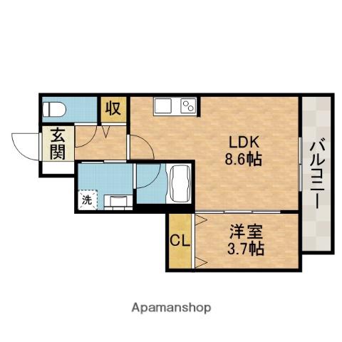 ウェルスクエア茨木駅前(1LDK/1階)の間取り写真